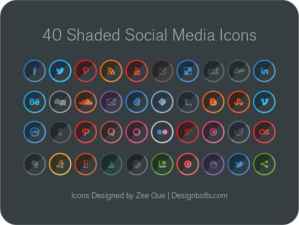 40 Free Shaded Social Media Icons