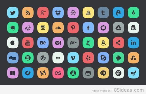 45 Subtle Social Media Icons