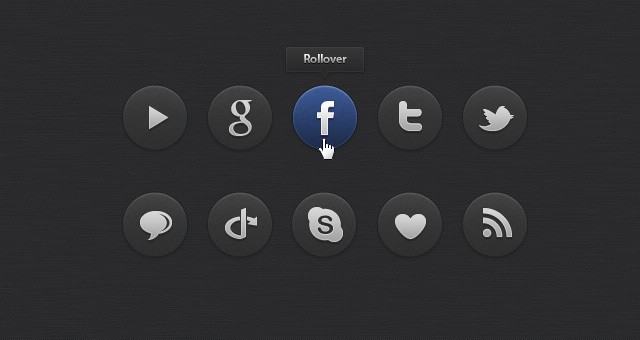 Dark Social Icons Set