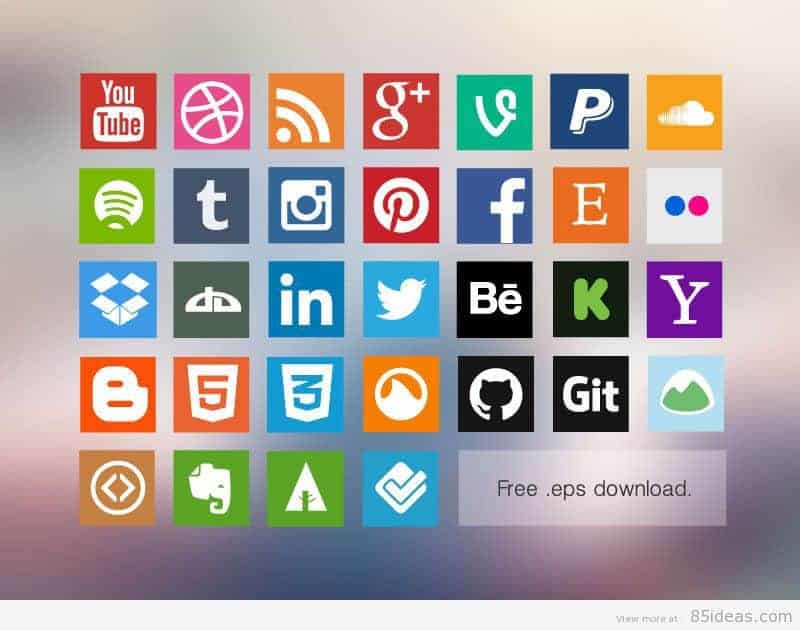 Flat Social Media Icon Set