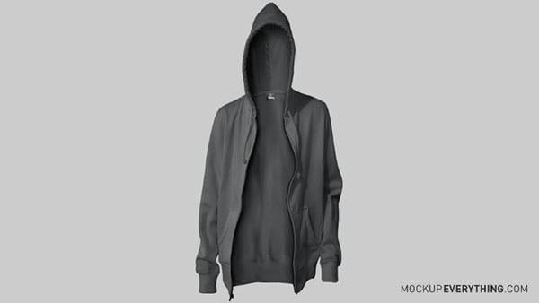 Free Zippered Hoodie Mockup Template