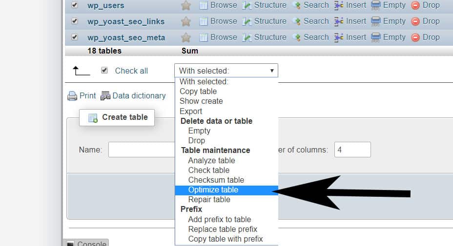 Optimize Table