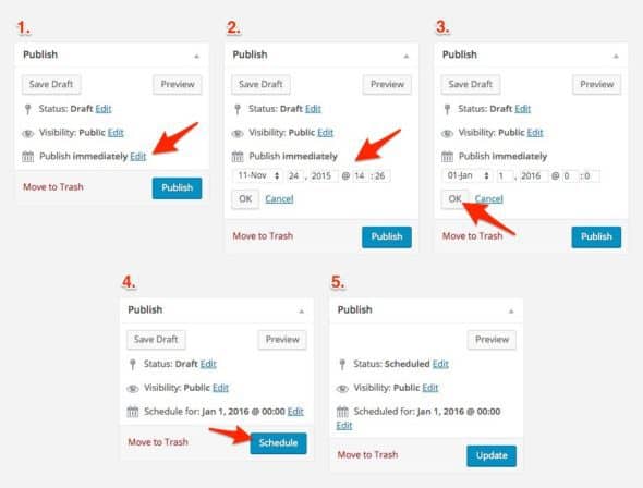 schedule posts wordpress tasks