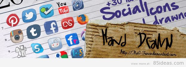 Social Icons hand drawned