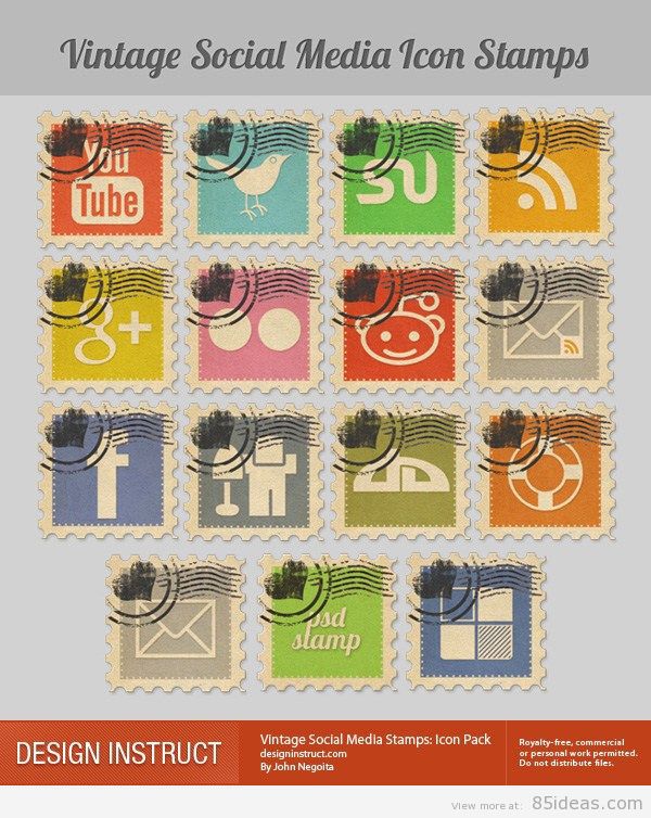 Vintage Social Media Stamps