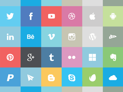 24 Free Flat Social Icons