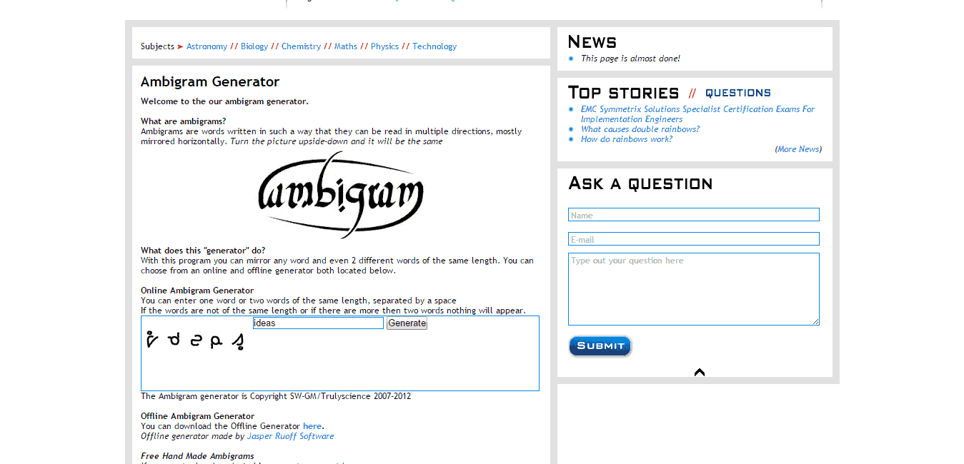 Ambigram Generator Truly science