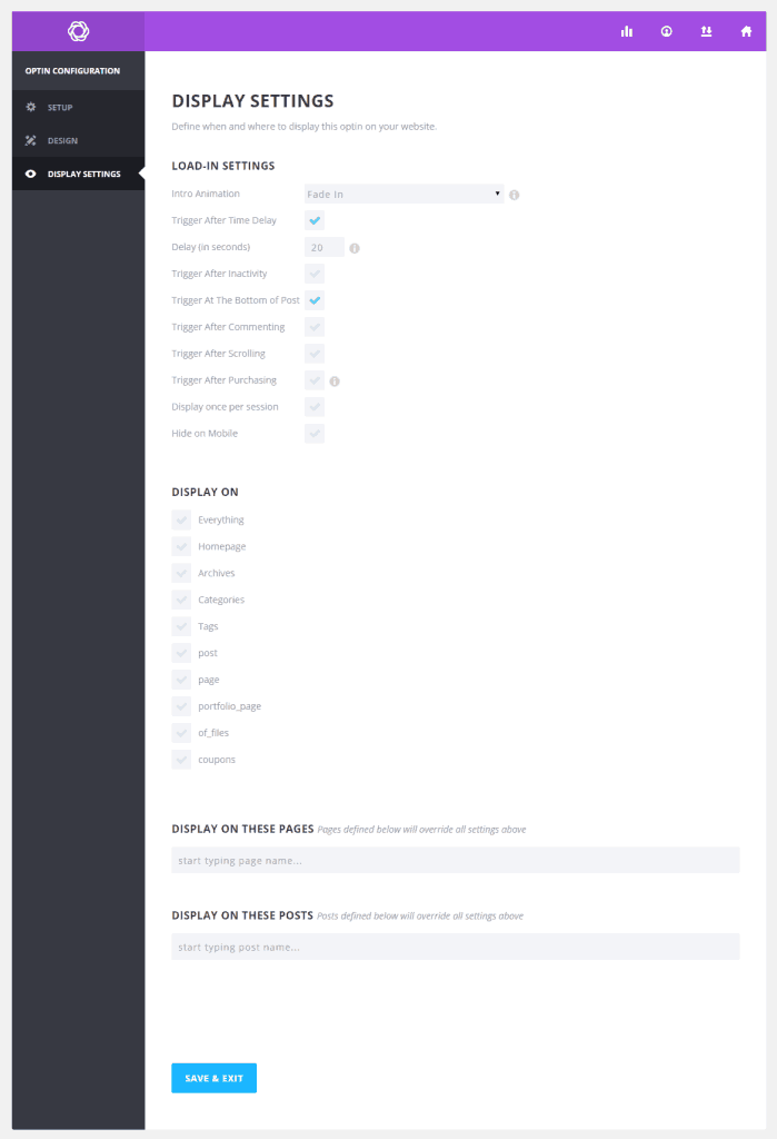 Bloom display setting