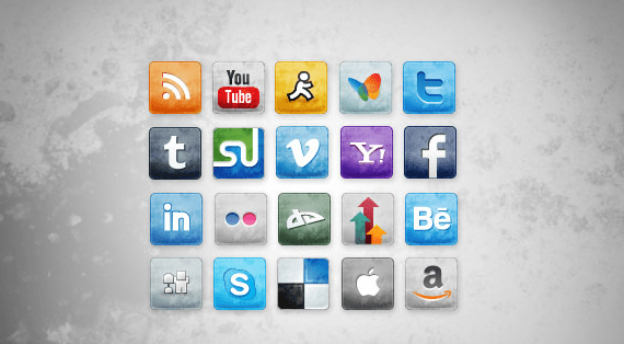 Free Stained and Faded Social Media Icons