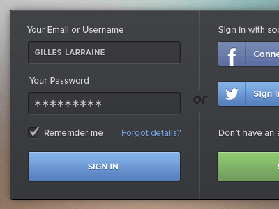 Login social interface