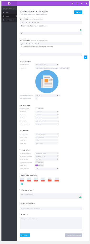 Optin Form copy