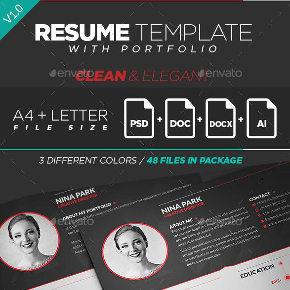 Resume Template With Portfolio Envato