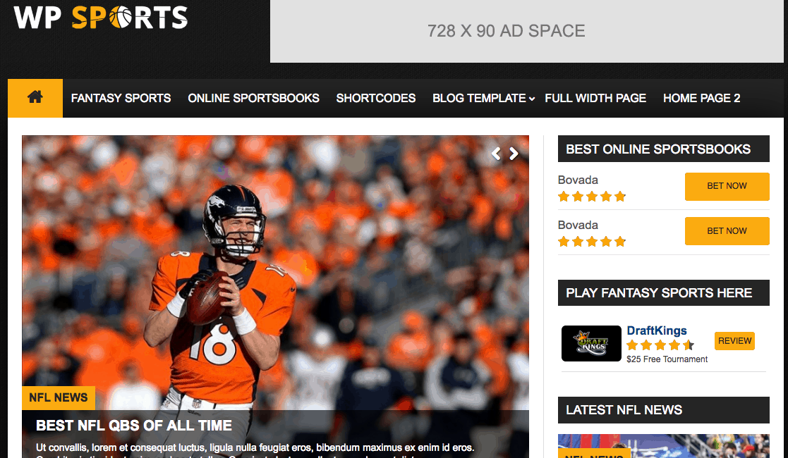 WP sports theme