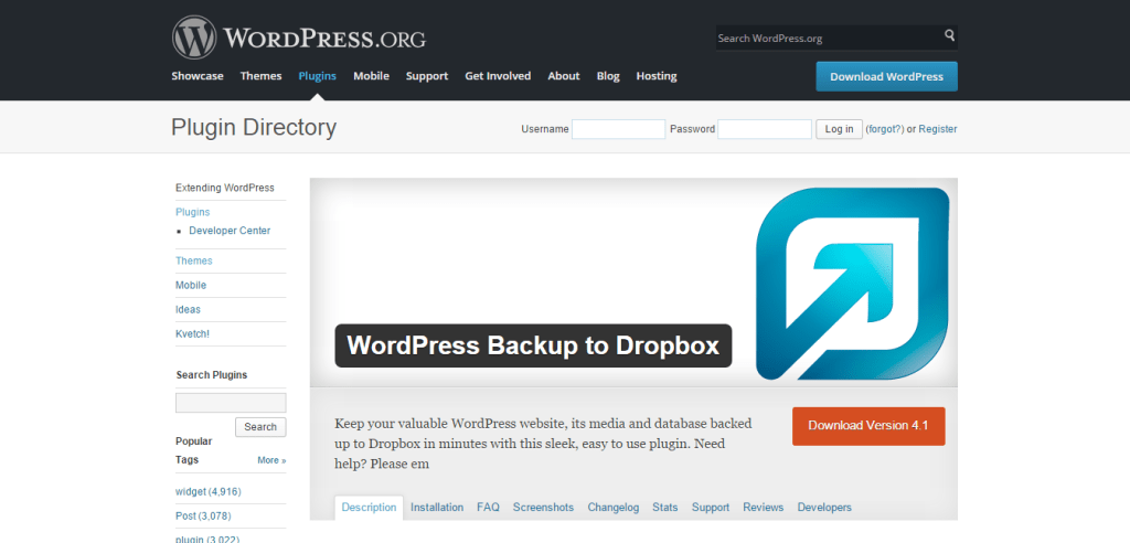 WordPress Backup to Dropbox